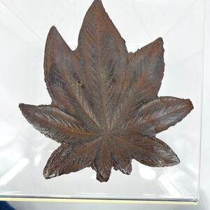 Vintage Cast Iron Wrought Iron Sculpted Leaf Decor 7"